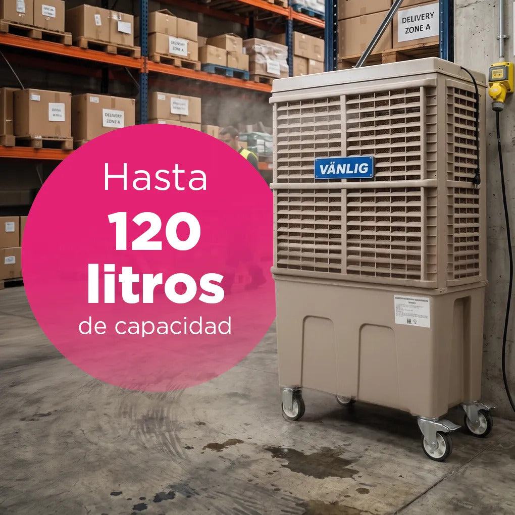 Enfriador Evaporativo Industrial Portátil Vostok Vanlig 120L Beige con Ruedas