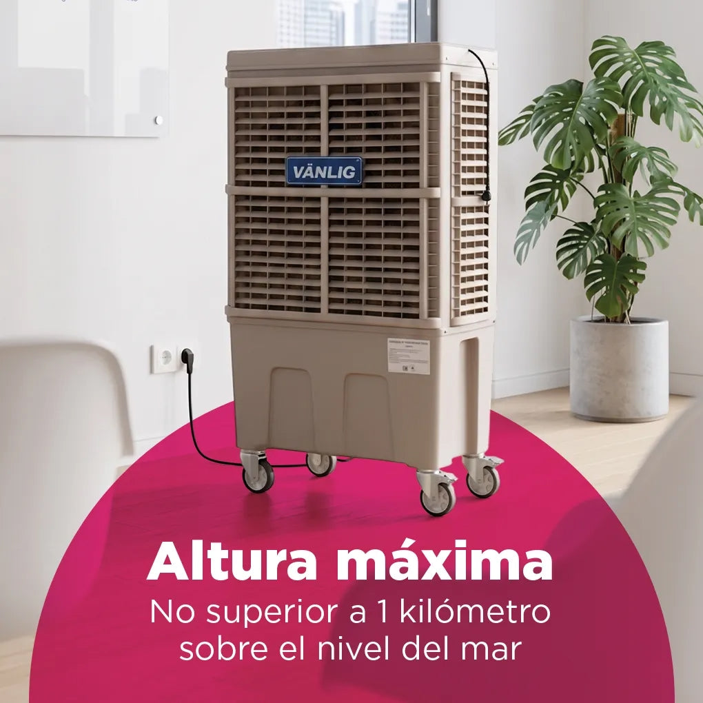Enfriador Evaporativo Industrial Portátil Vostok Vanlig 120L Beige con Ruedas