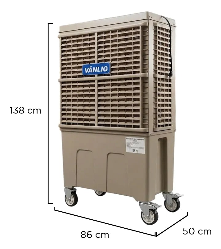 Enfriador Evaporativo Industrial Portátil Vostok Vanlig 120L Beige con Ruedas