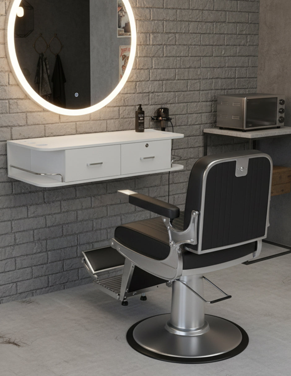 Estación Barberia Salón De Belleza Blanca