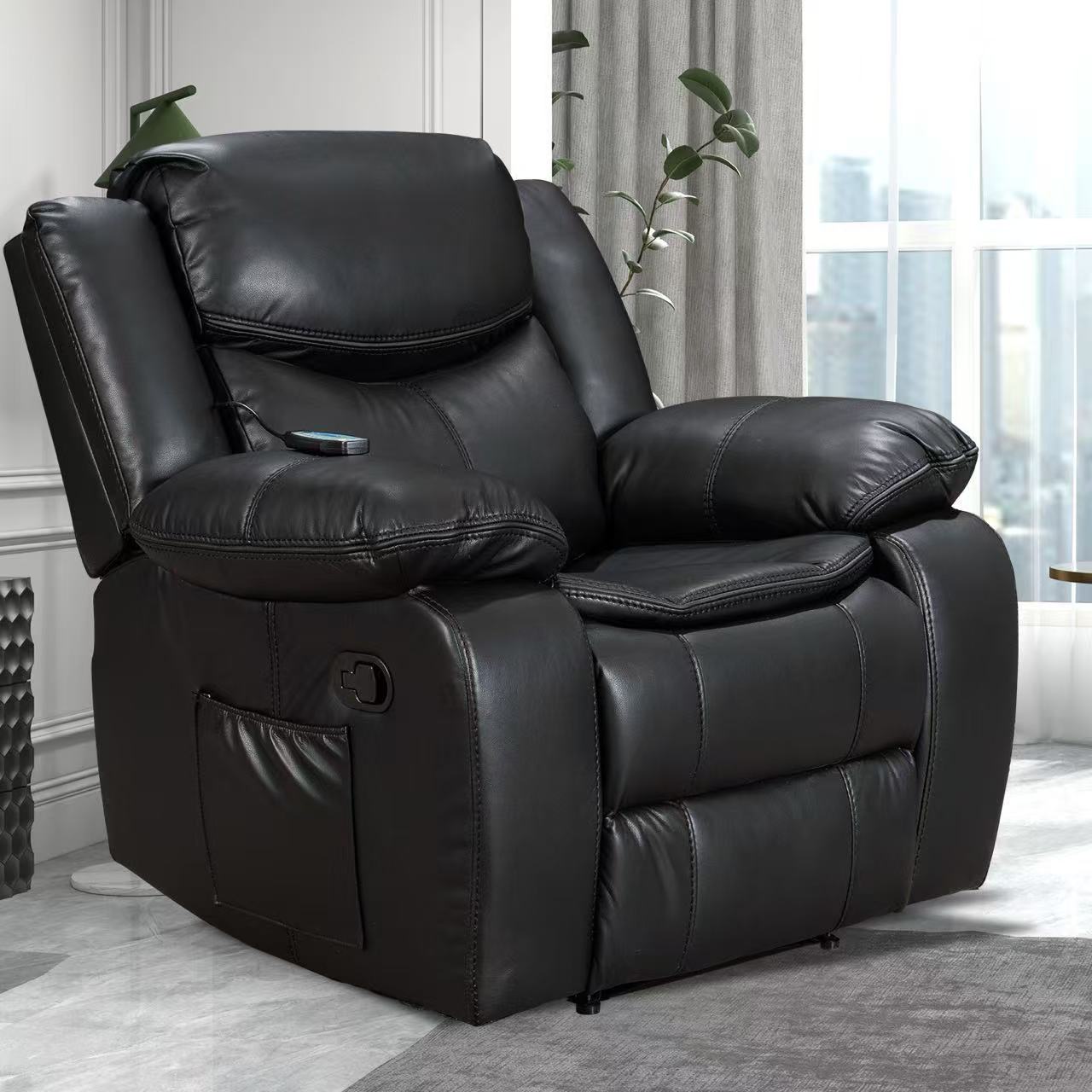 Sillón Burgo, Reclinable, Eléctrico con Masaje y Calor Negro