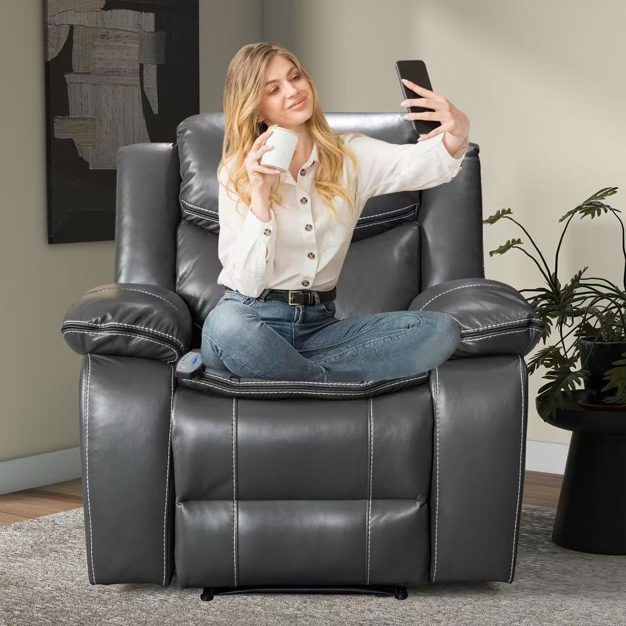Sillón Burgo, Reclinable, Eléctrico con Masaje y Calor Gris