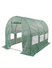 Invernadero Tolvia Verde Túnel Curvo 2 x 3m con Ventanas Laterales y Puerta Enrollable