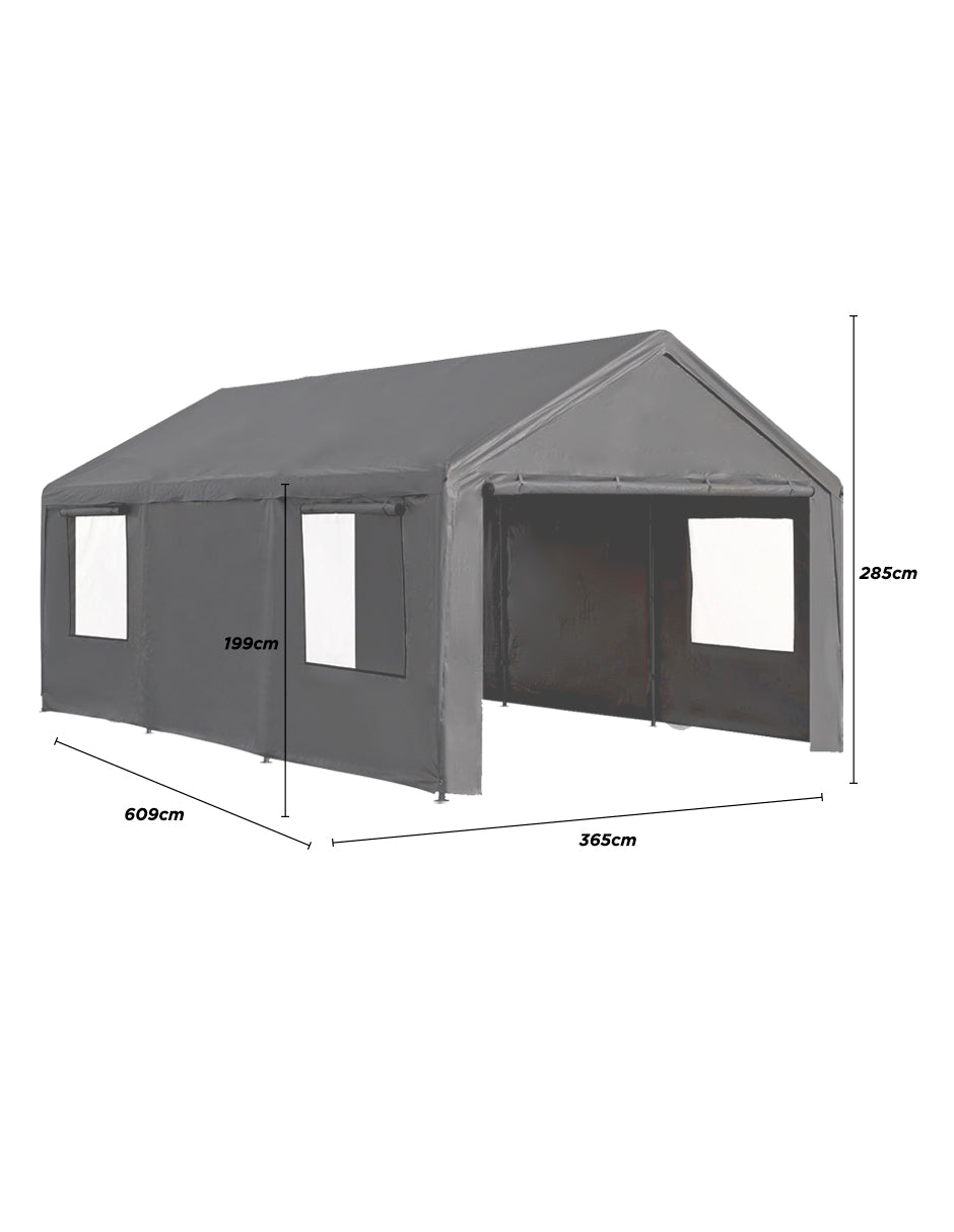 Toldo Para Auto con Paredes 6x3 Mt Gris Obscuro