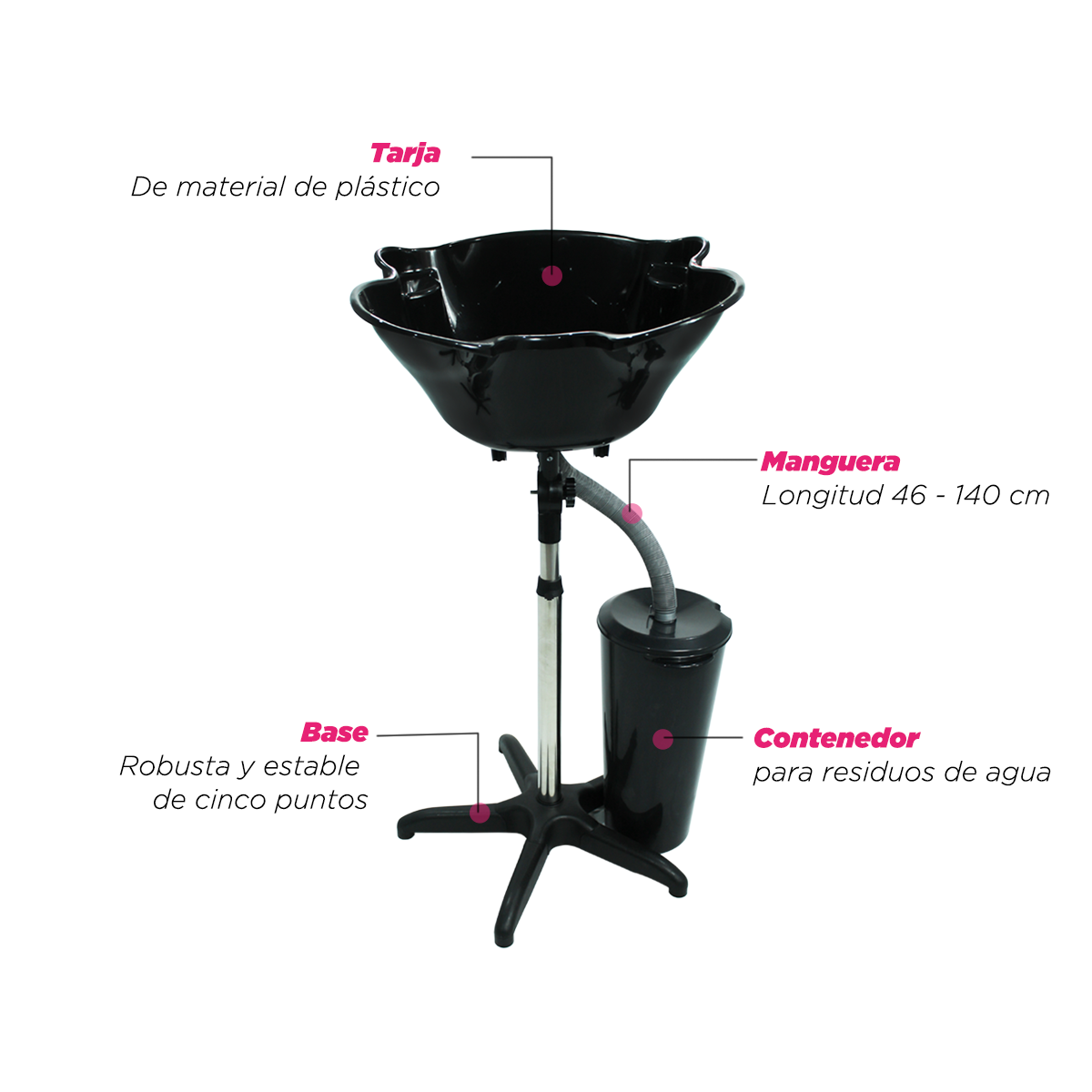 Lavabo Portátil Profesional Dublín: Altura Ajustable y Diseño Ergonómico