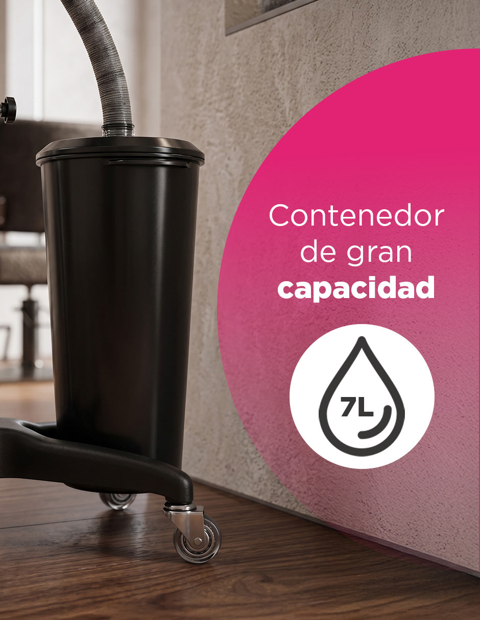 Lavacabezas Portátil con Tanque Recolector de 7 Litros, Tarja Reclinable y Altura Ajustable Dublin para Barbería y Estética