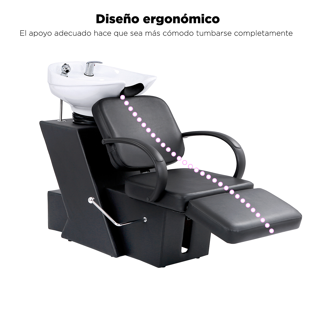 Lavacabezas Profesional Murano: Ergonomía Superior con Tarja de Cerámica y Respaldo Ajustable