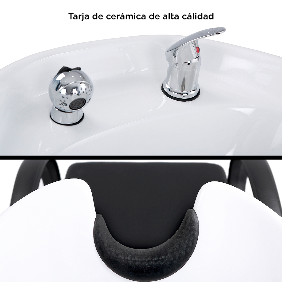 Lavacabezas Profesional Murano: Ergonomía Superior con Tarja de Cerámica y Respaldo Ajustable