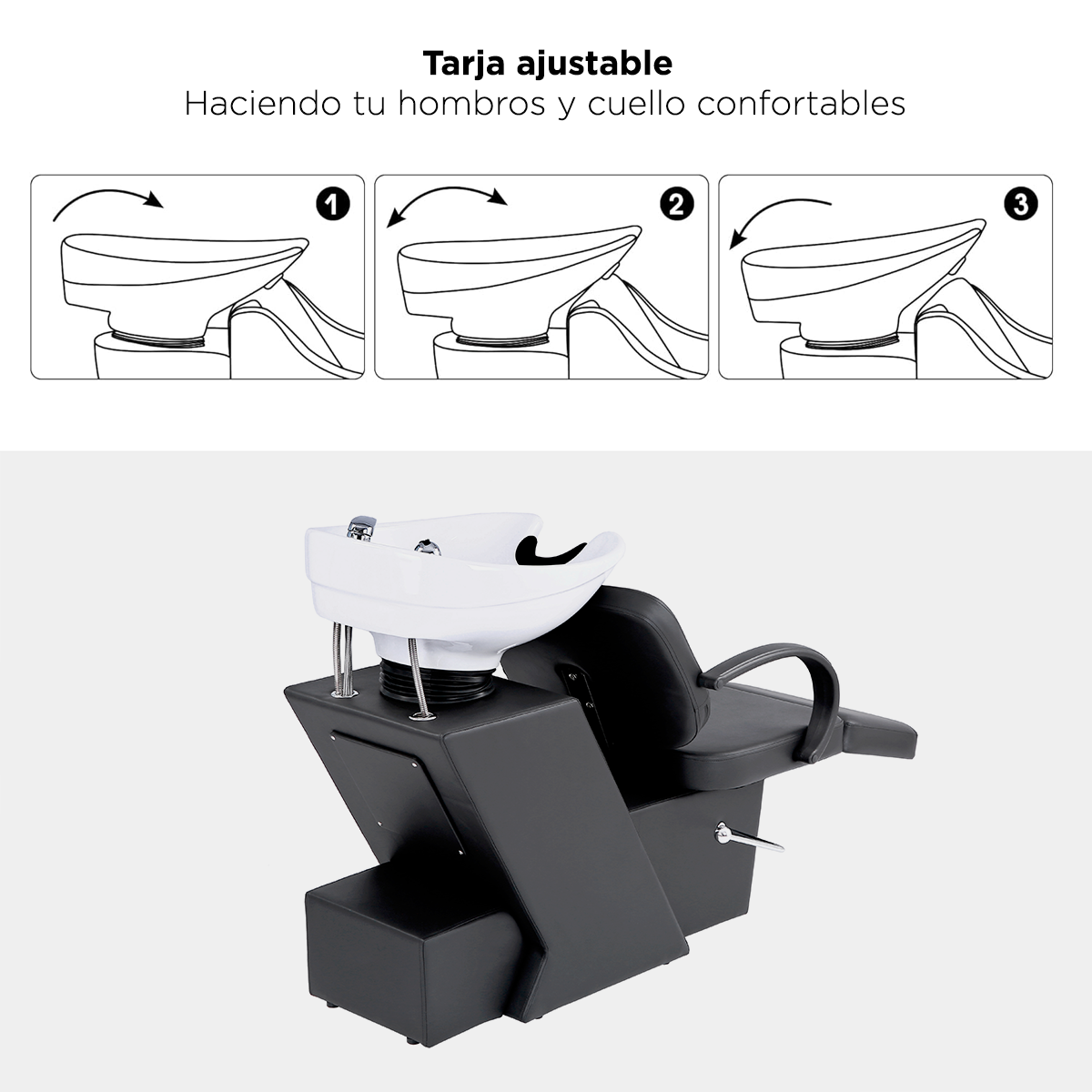 Lavacabezas Profesional Murano: Ergonomía Superior con Tarja de Cerámica y Respaldo Ajustable