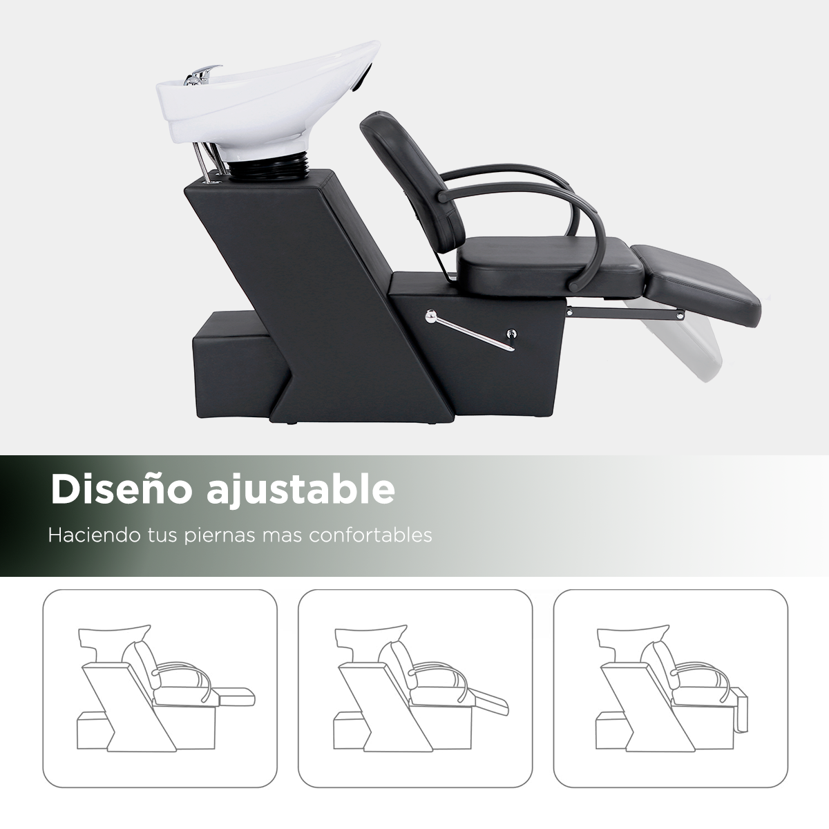 Lavacabezas Profesional Murano: Ergonomía Superior con Tarja de Cerámica y Respaldo Ajustable