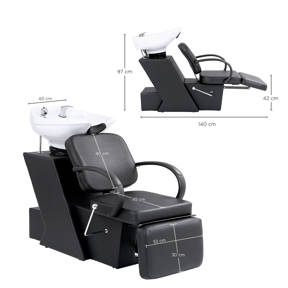 Lavacabezas Profesional Murano: Ergonomía Superior con Tarja de Cerámica y Respaldo Ajustable