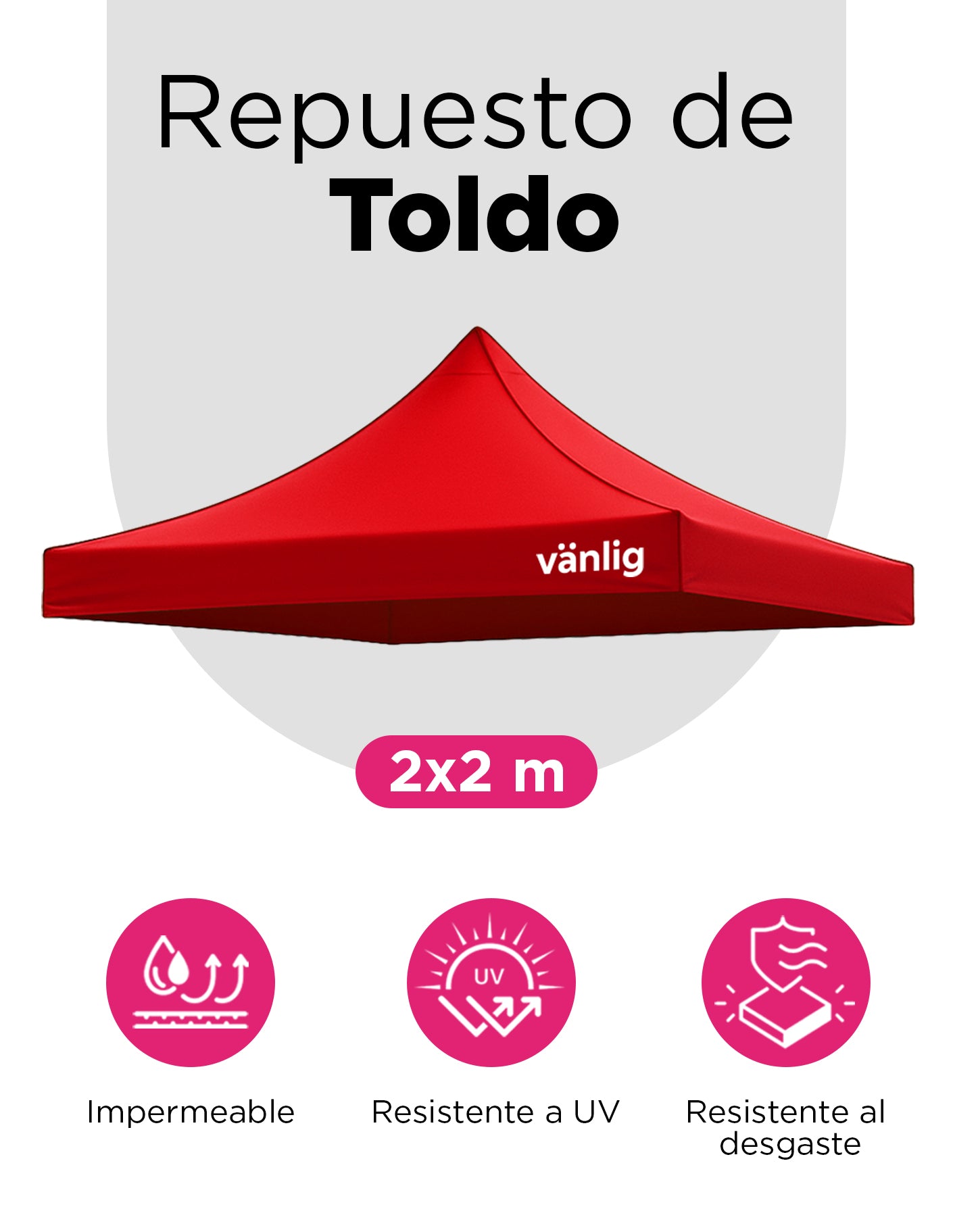 Lona Repuesto Para Toldo 2X2 Roja