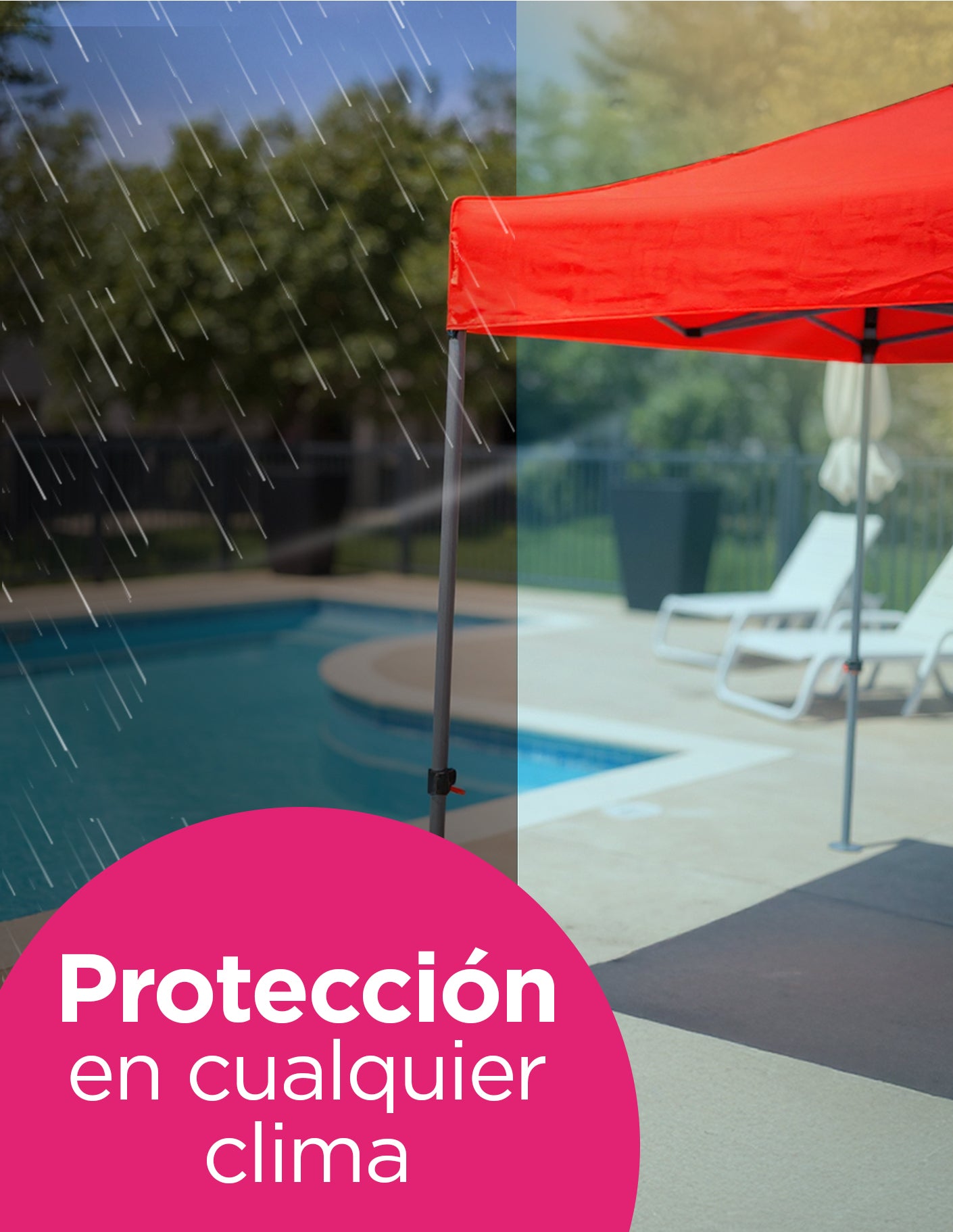 Lona Repuesto Para Toldo 2X2 Roja