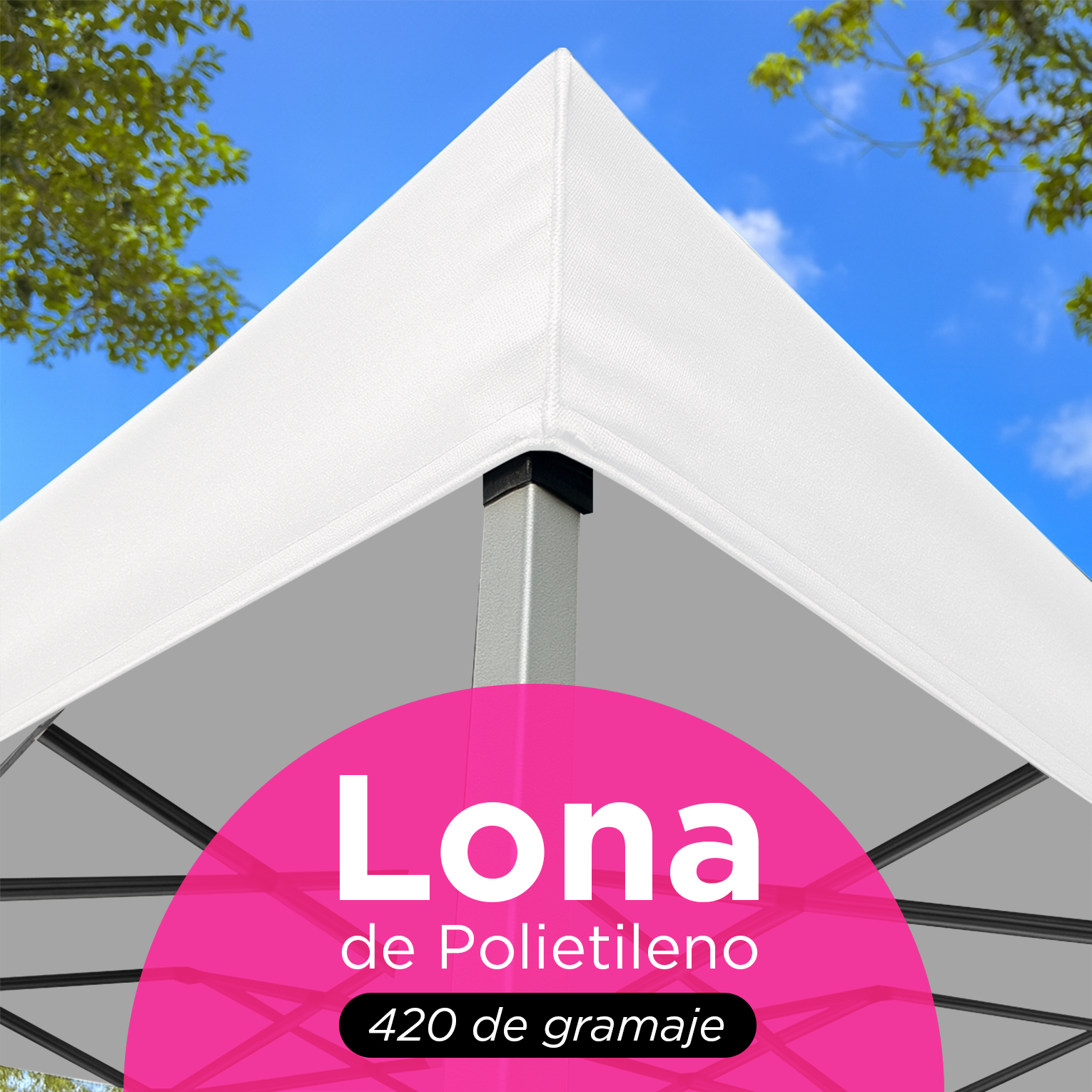 Lona de Repuesto Vanlig 2x2m Blanco: Cobertura Impermeable de Poliéster Oxford 420D