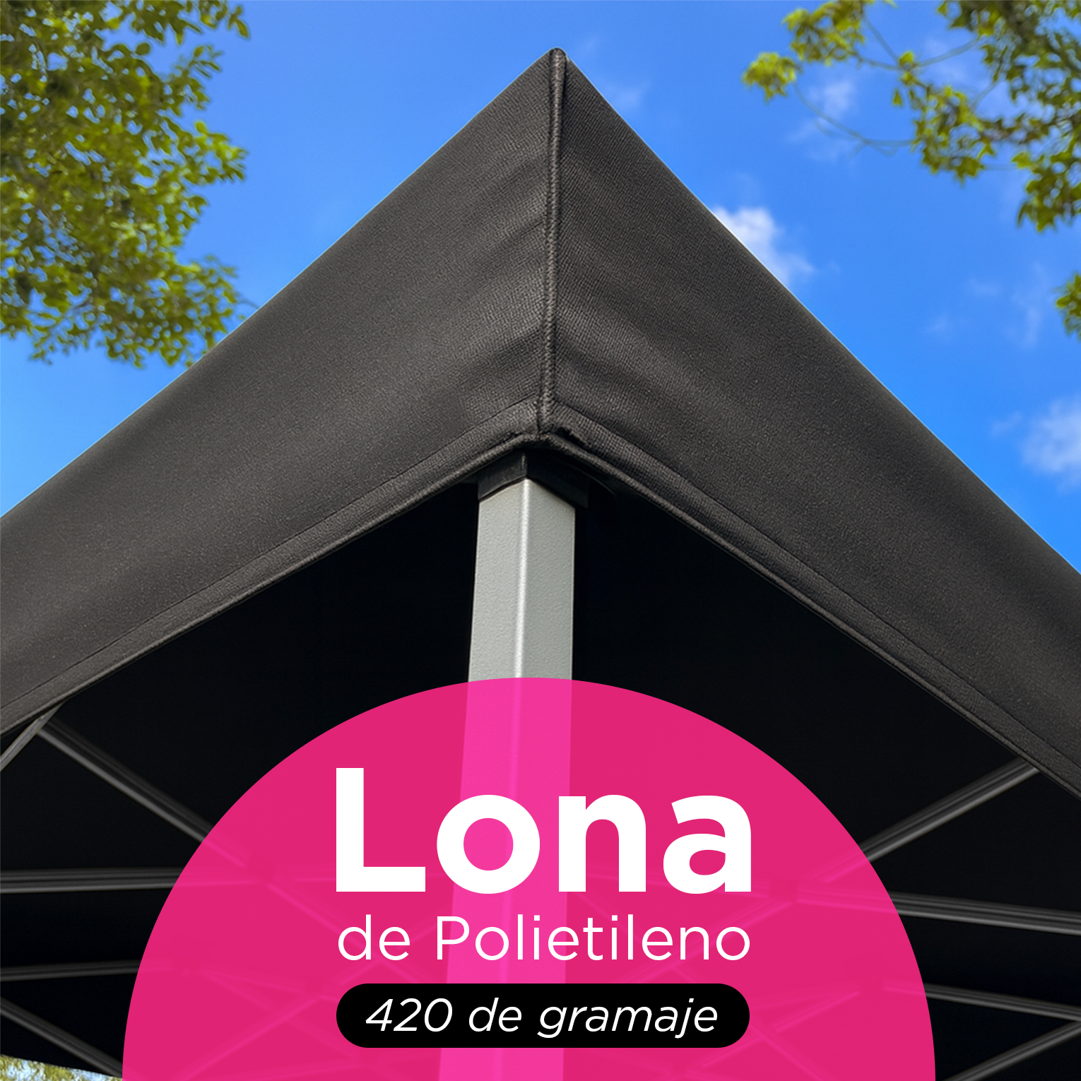 Lona de Repuesto Vanlig 2x2m Negro: Cobertura Impermeable de Poliéster Oxford 420D
