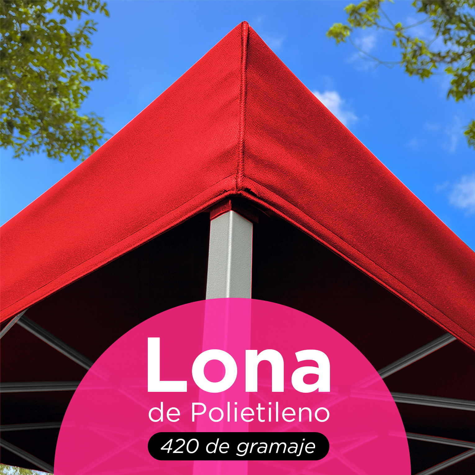 Lona de Repuesto Vanlig 2x2m Rojo: Cobertura Impermeable de Poliéster Oxford 420D