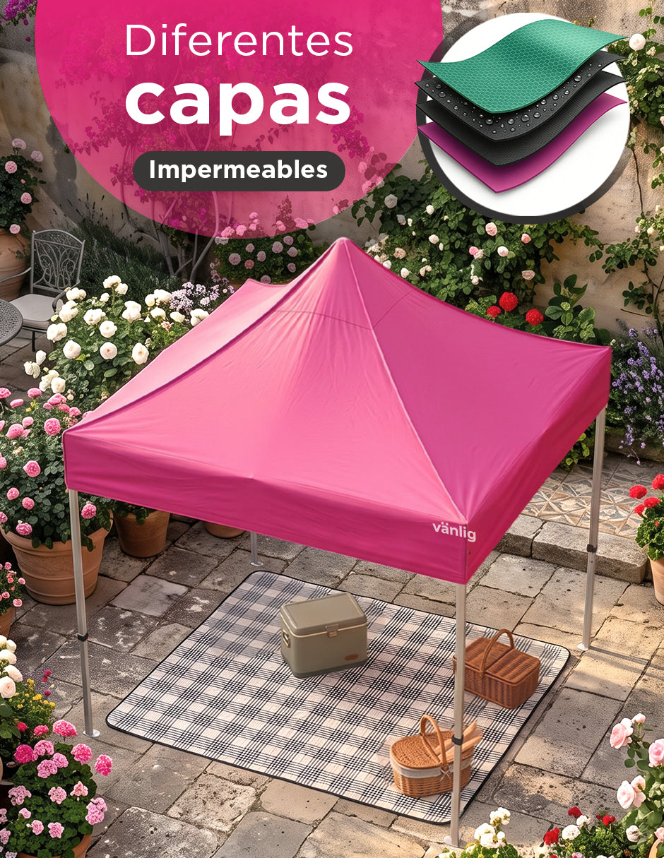 Lona de Repuesto Vanlig 2x2m Rosa: Cobertura Impermeable de Poliéster Oxford 420D