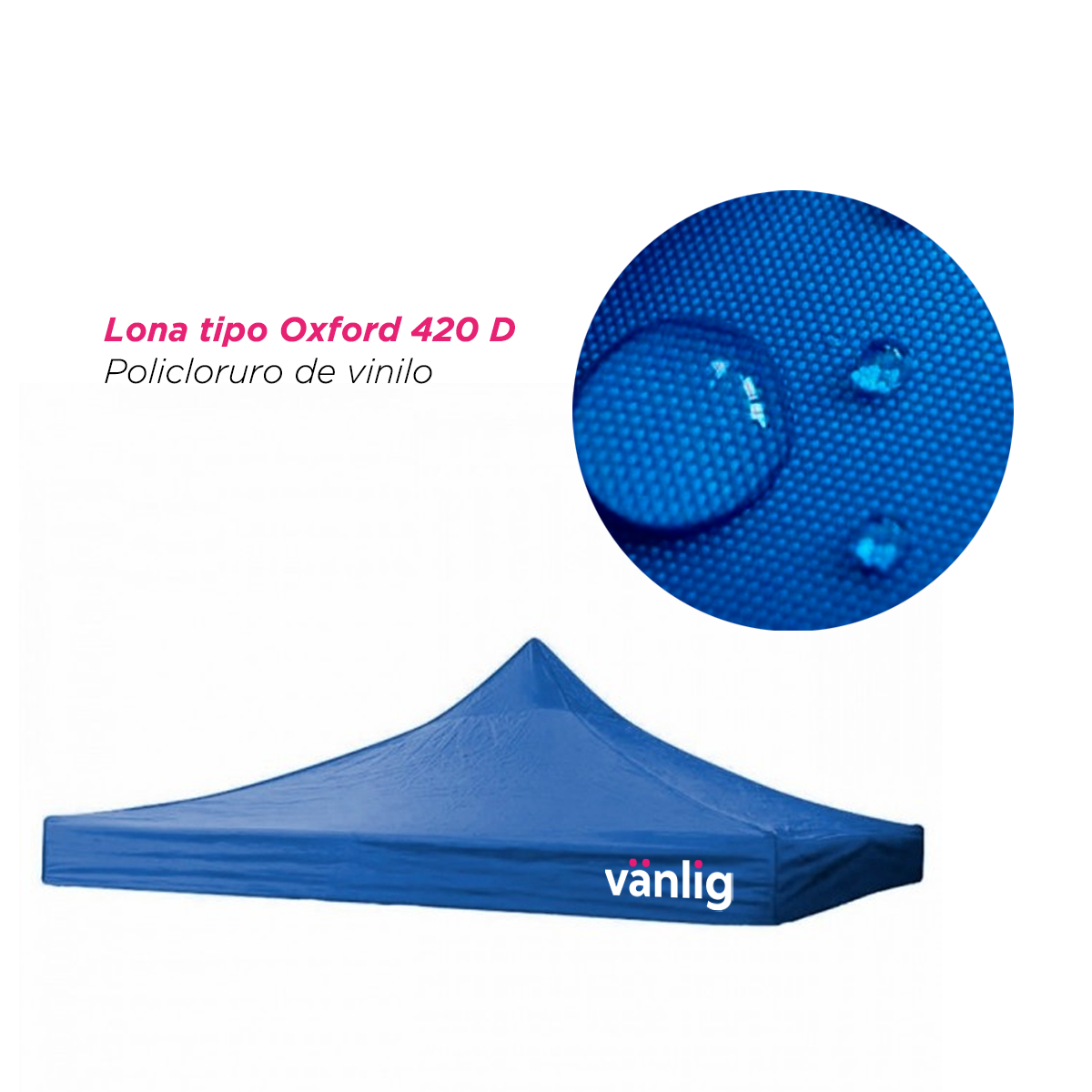 Lona de Repuesto Vanlig 3x3m Azul: Cobertura Impermeable de Poliéster Oxford 420D