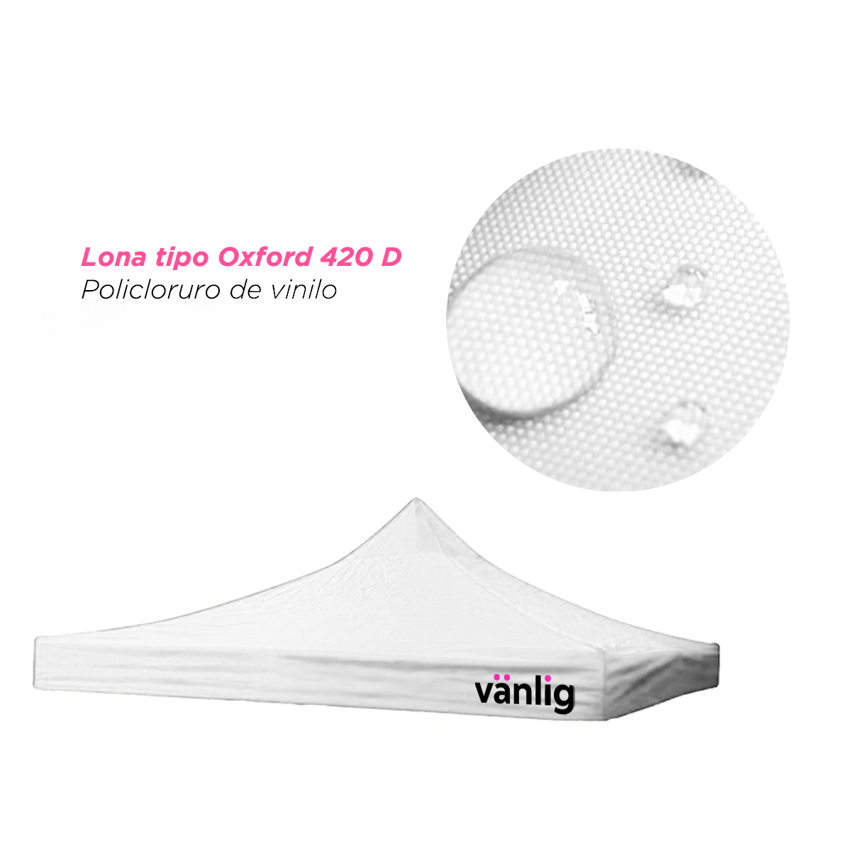Lona de Repuesto Vanlig 3x3m Blanco: Cobertura Impermeable de Poliéster Oxford 420D