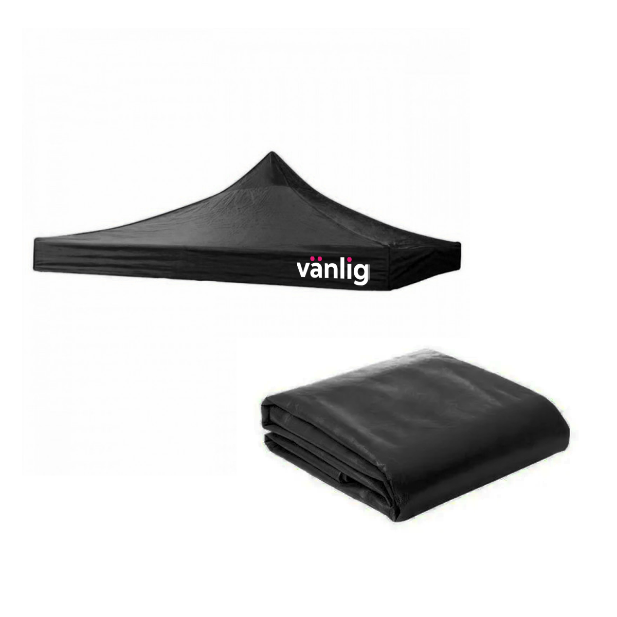 Lona de Repuesto Vanlig 3x3m Negro: Cobertura Impermeable de Poliéster Oxford 420D
