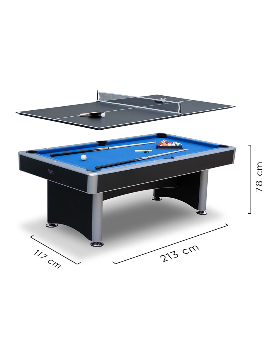 MESA NEGRA 3 EN 1 BILLAR, PING PONG Y COMEDOR DE LUJO