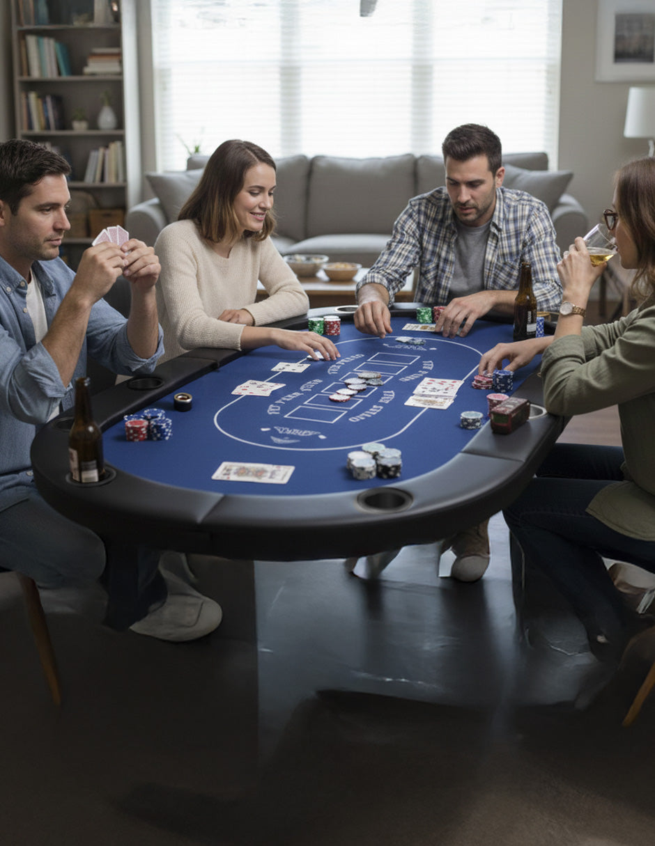 Mesa de Poker y Casino  Azul, Profesional Plegable Vanlig: 8 Jugadores con Sistema de Nivelación (SUS-7232 )