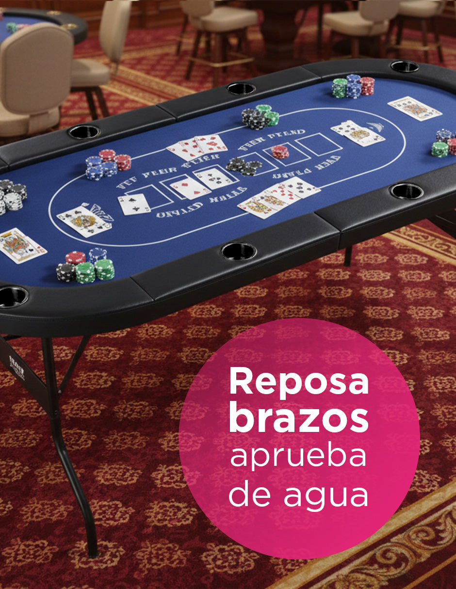 Mesa de Poker y Casino  Azul, Profesional Plegable Vanlig: 8 Jugadores con Sistema de Nivelación (SUS-7232 )