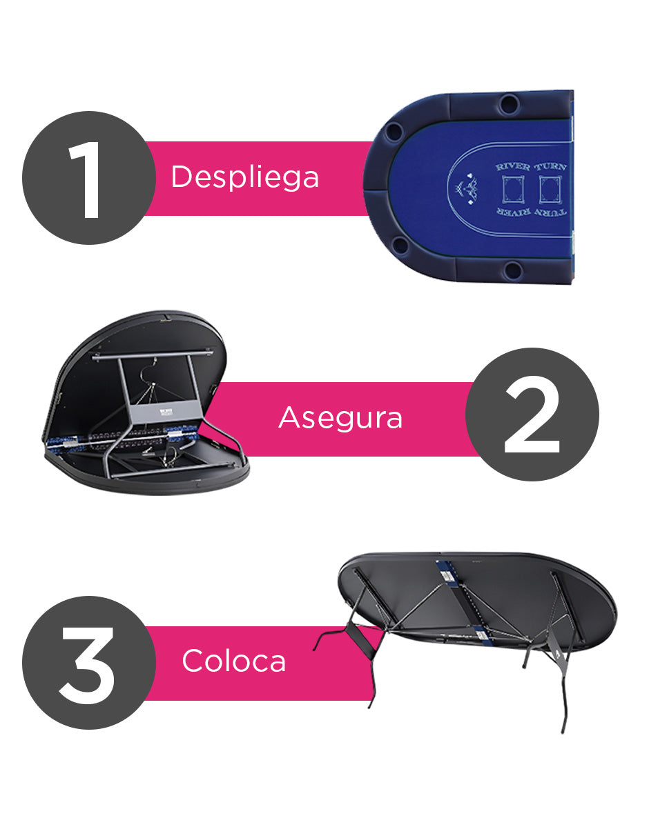 Mesa de Poker y Casino  Azul, Profesional Plegable Vanlig: 8 Jugadores con Sistema de Nivelación (SUS-7232 )