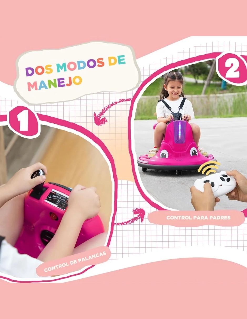 NUEVO Carrito Chocón Montable Eléctrico "NEBULONS" Rosa