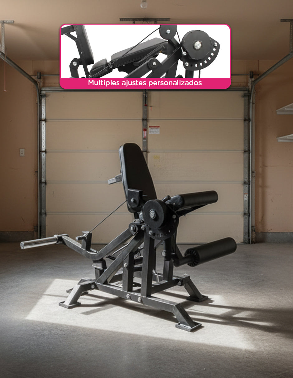 Máquina de Extensión y Curl de Piernas FlexiLeg Vanlig - Banco Ajustable para Cuádriceps y Femoral