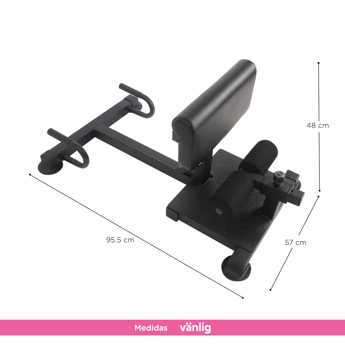 Máquina de Sentadillas Sissy para Pierna y Glúteos de Vanlig - Banco de Ejercicio Ajustable de Acero Negro