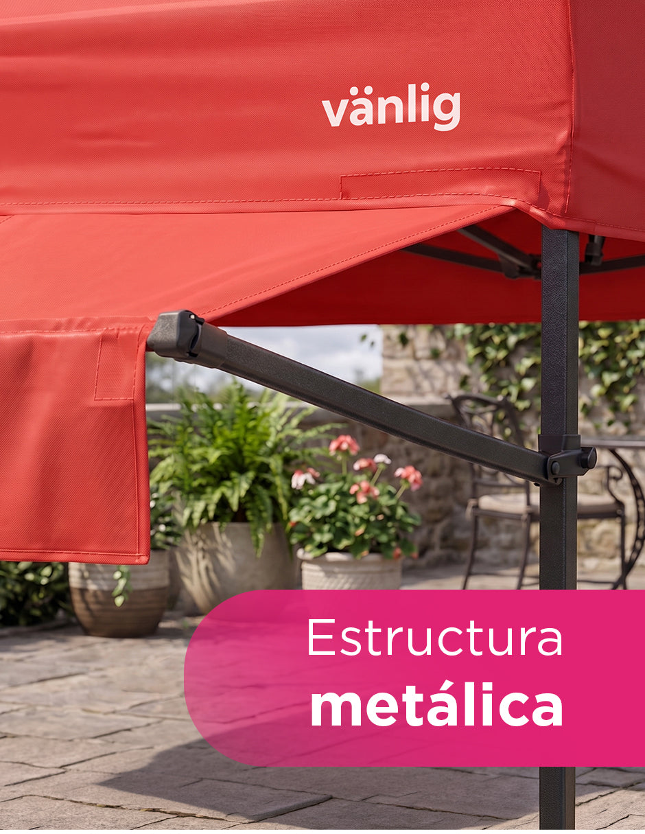 Marquesina Extensora de 2m para Carpa Vänlig Roja - Alero de Polietileno Impermeable