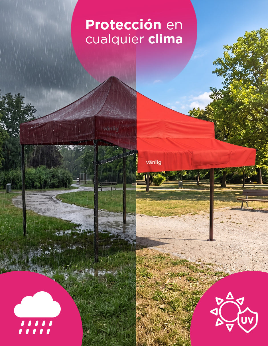 Marquesina Extensora de 2m para Carpa Vänlig Roja - Alero de Polietileno Impermeable