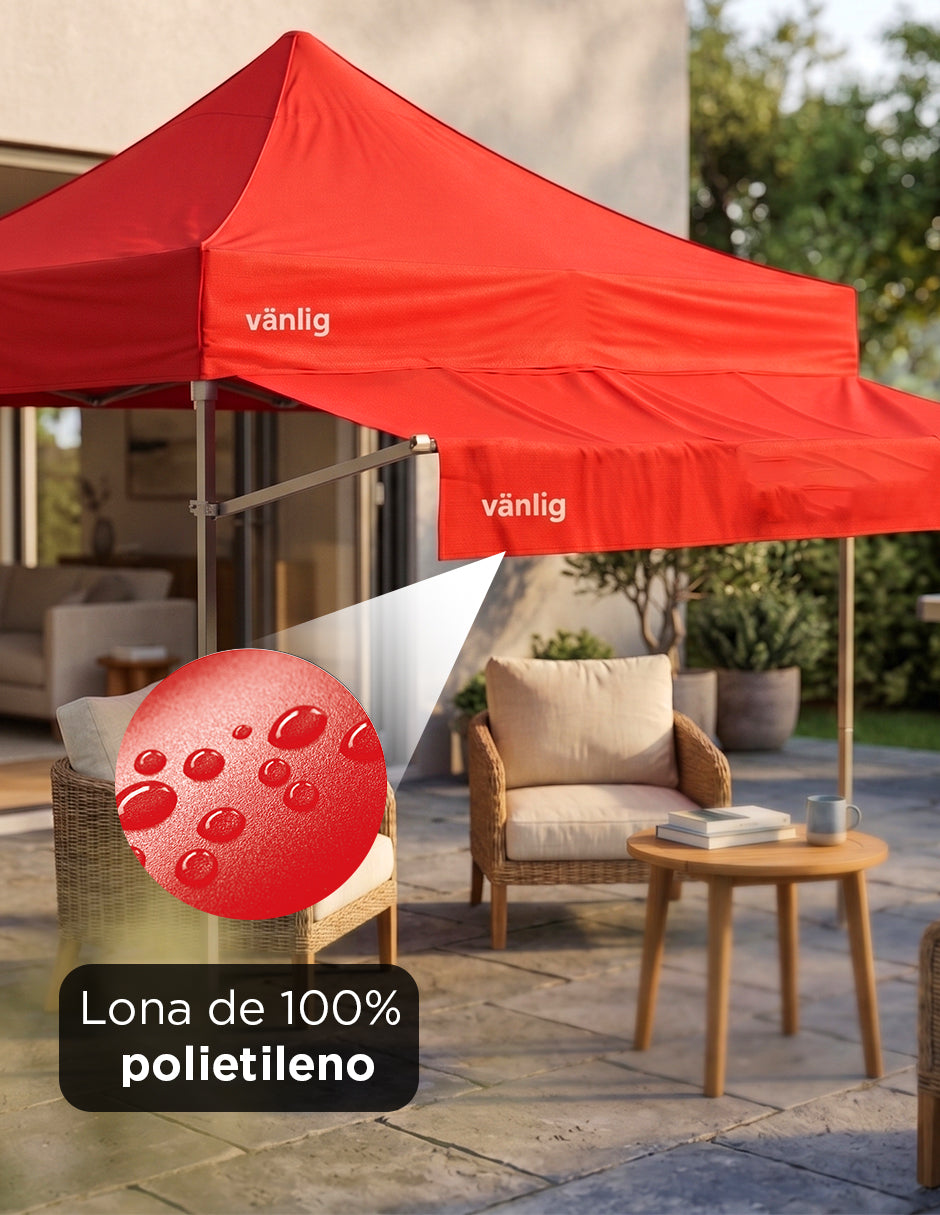 Marquesina Extensora de 2m para Carpa Vänlig Roja - Alero de Polietileno Impermeable