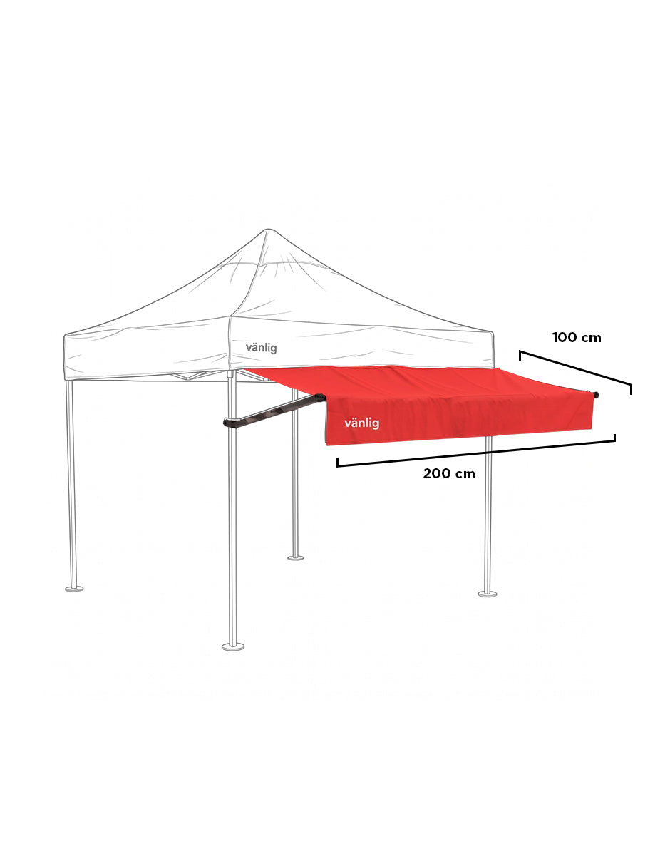 Marquesina Extensora de 2m para Carpa Vänlig Roja - Alero de Polietileno Impermeable