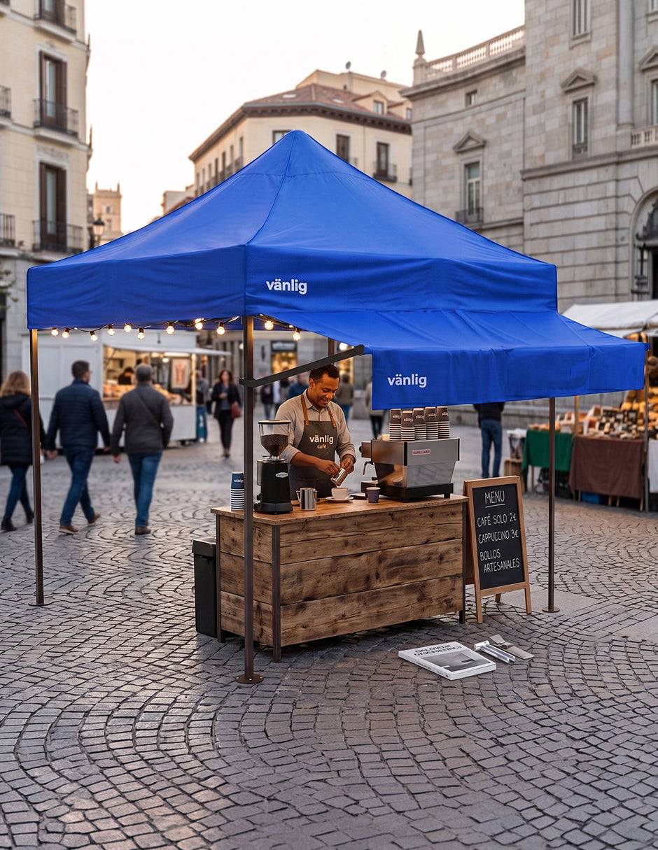 Marquesina Extensora de 2m para Carpa Vänlig Azul - Alero de Polietileno Impermeable