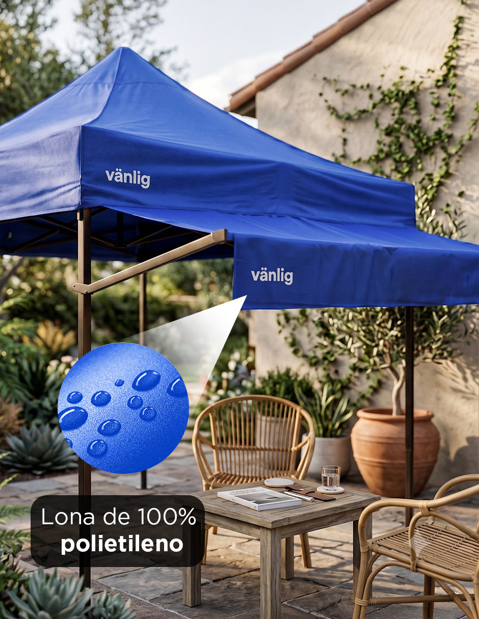 Marquesina Extensora de 2m para Carpa Vänlig Azul - Alero de Polietileno Impermeable