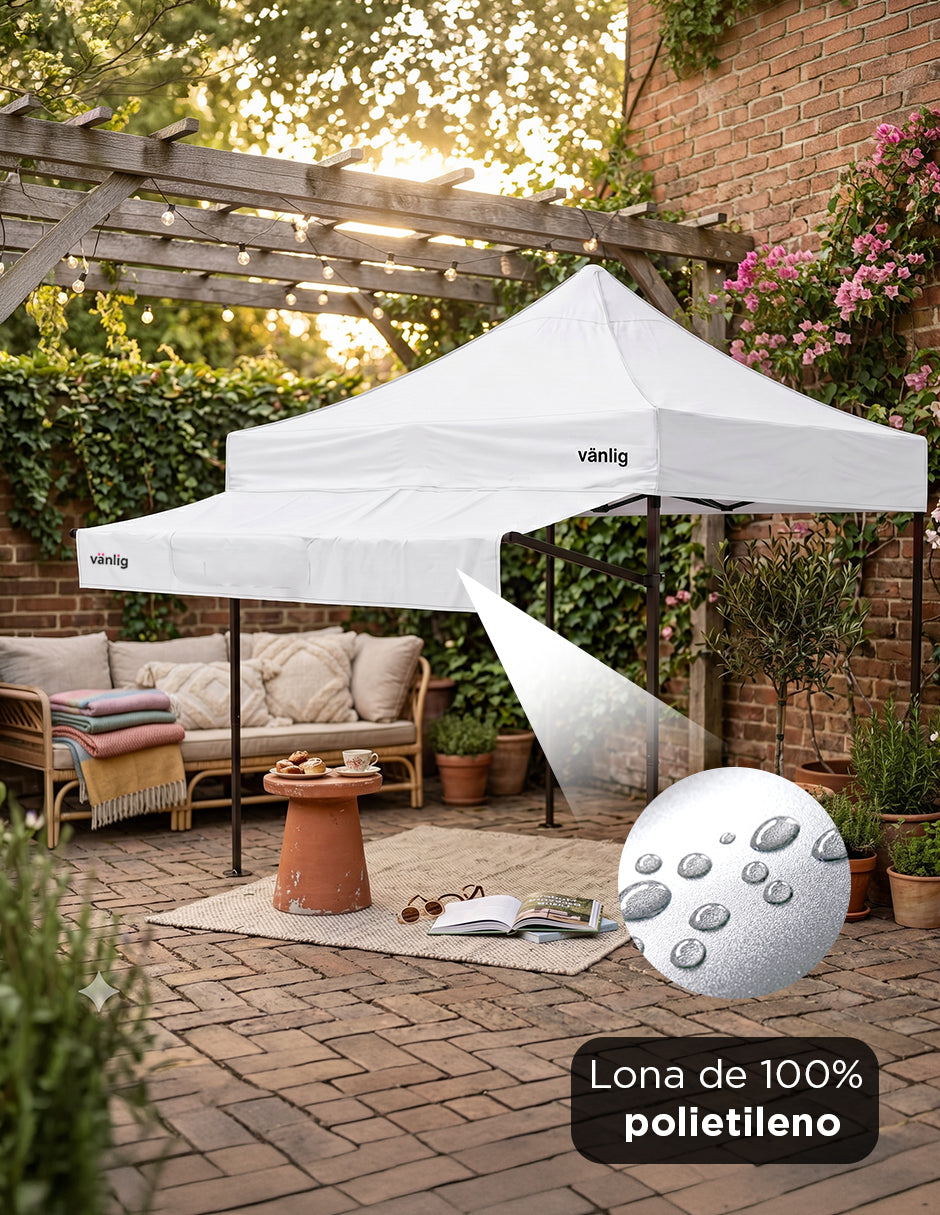 Marquesina Extensora de 2m para Carpa Vänlig Blanca - Alero de Polietileno Impermeable
