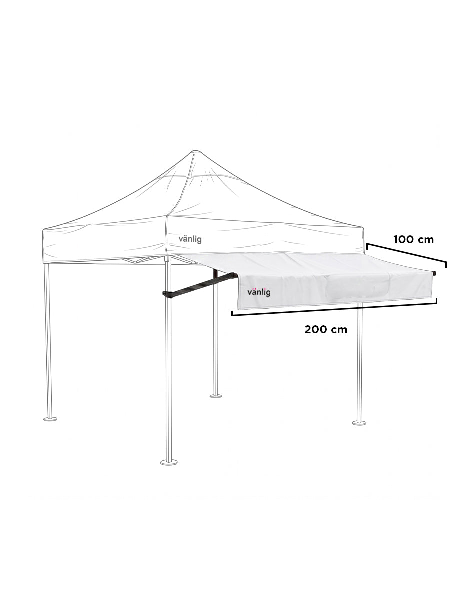 Marquesina Extensora de 2m para Carpa Vänlig Blanca - Alero de Polietileno Impermeable