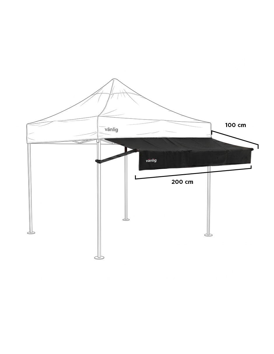Marquesina Extensora de 2m para Carpa Vänlig Negro - Alero de Polietileno Impermeable