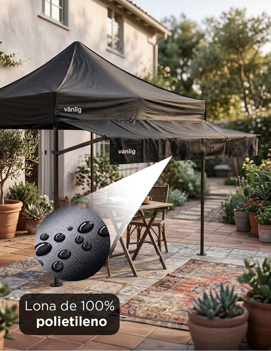 Marquesina Extensora de 2m para Carpa Vänlig Negro - Alero de Polietileno Impermeable