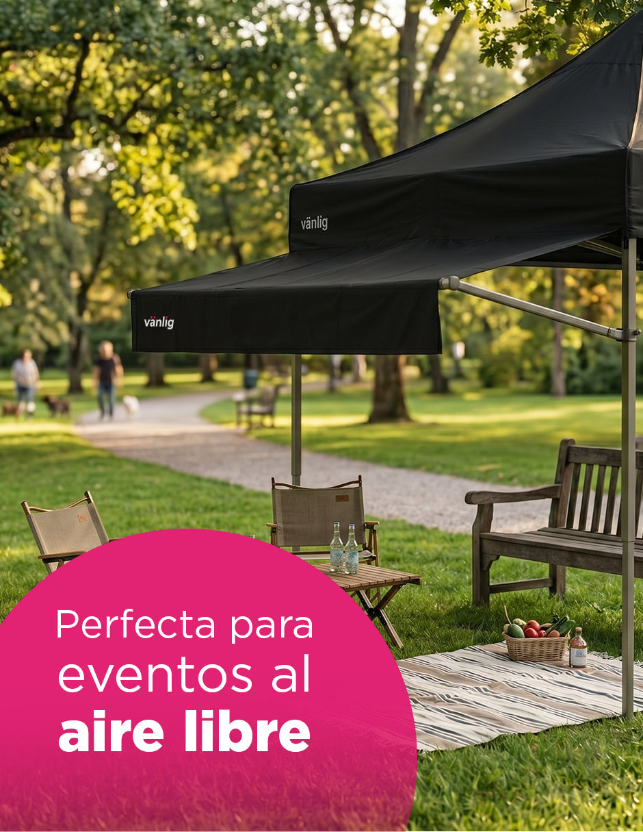 Marquesina Extensora de 2m para Carpa Vänlig Negro - Alero de Polietileno Impermeable