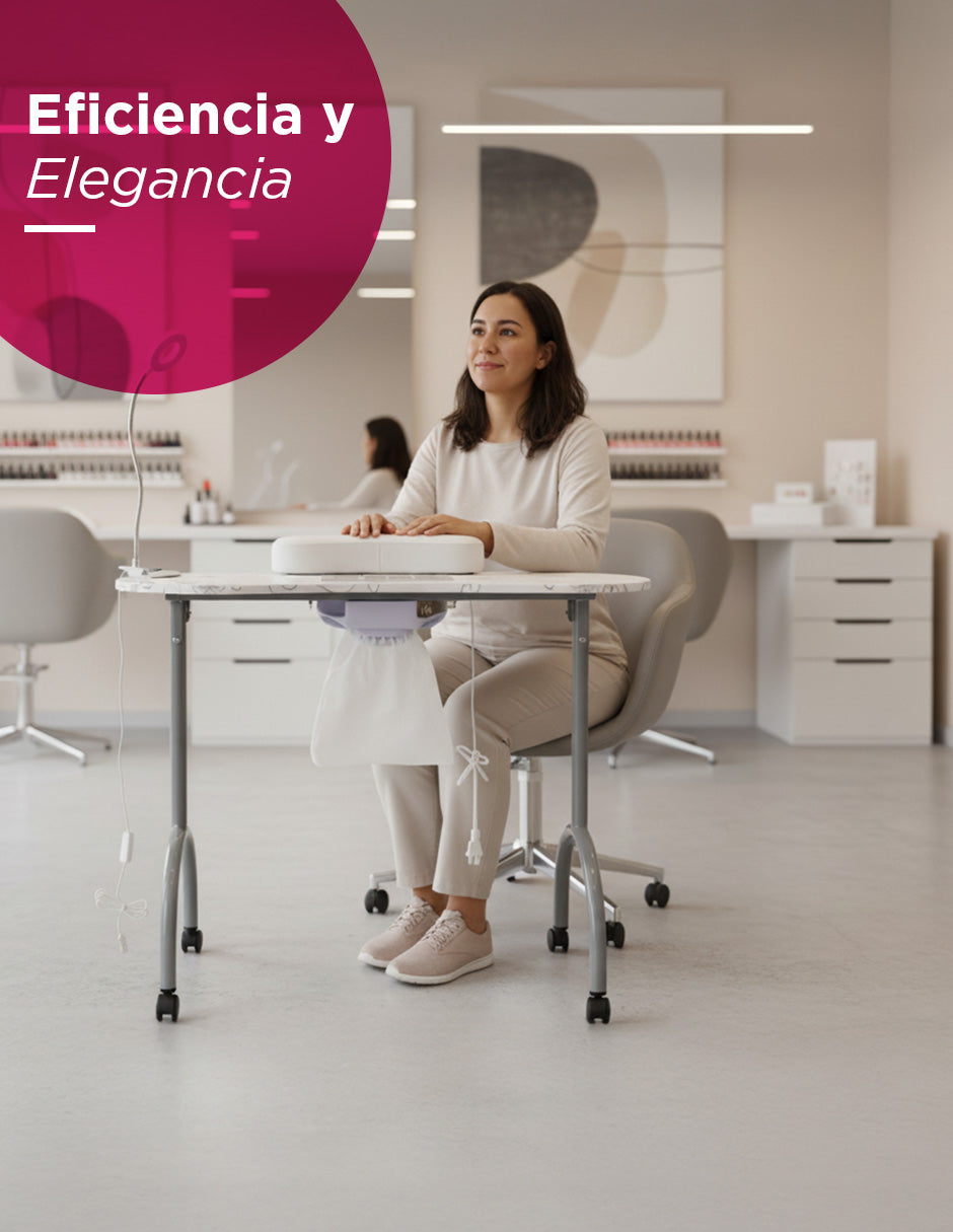 Mesa De Manicura Luma Portátil Con Accesorios Spa Salón de Belleza Color Blanco