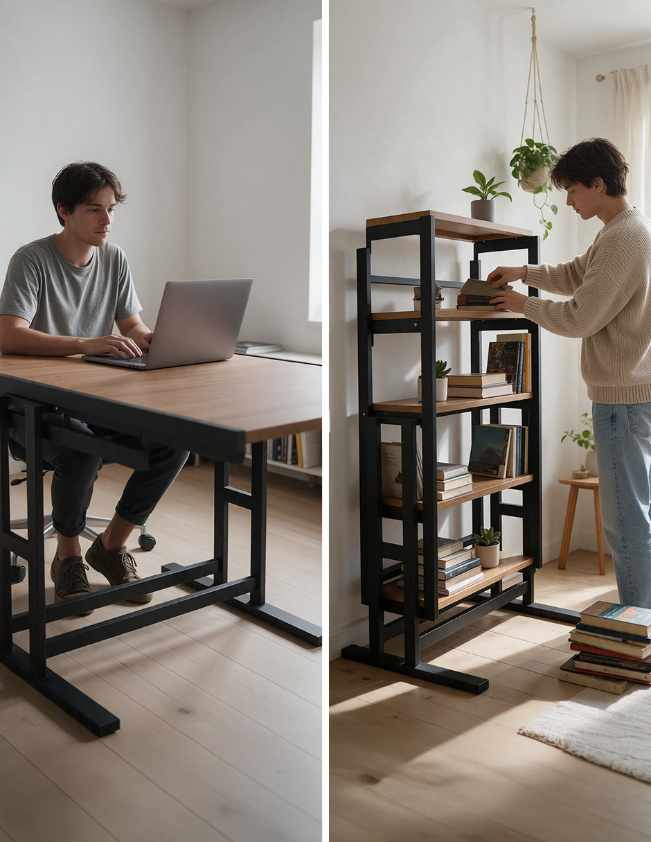 Mesa Estantería Convertible Modular Nogal Mueble Inteligente Vanlig