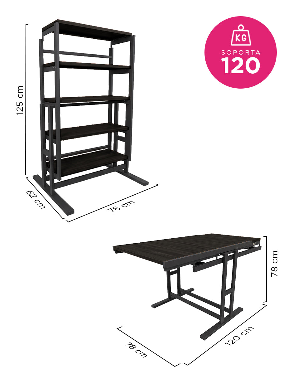 Mesa Estantería Convertible Modular Ébano Mueble Inteligente Vanlig