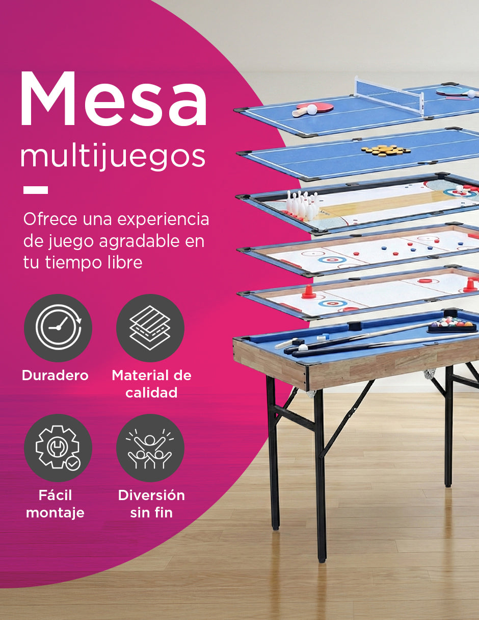 Mesa Plegable Luxor Multijuegos 6 en 1 Vanlig: Diseño  Compacto y Único (SUM-4624-6)