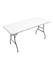 Mesa Plegable Portátil de 1.80 Metros Railay Blanco con Cubierta de Polietileno de Alta Calidad, Estructura de Acero Reforzado
