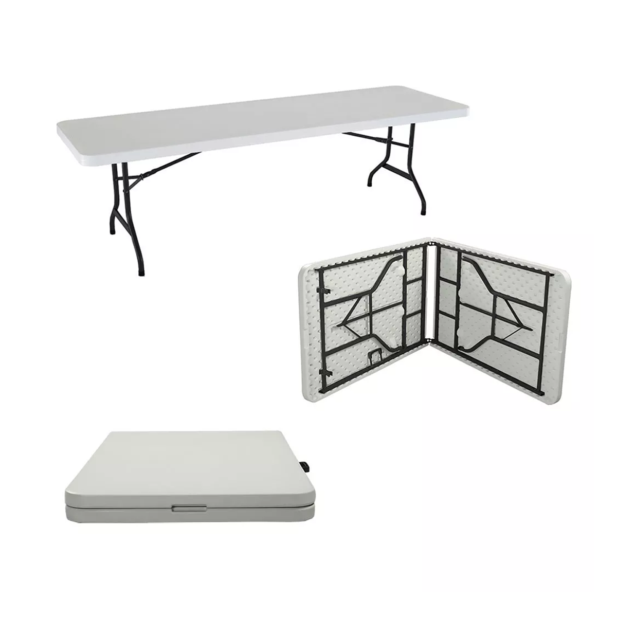 Mesa Plegable Tipo Portafolio 2.44 m Vänlig Blanca - Tablón Multifuncional para Eventos y Jardín