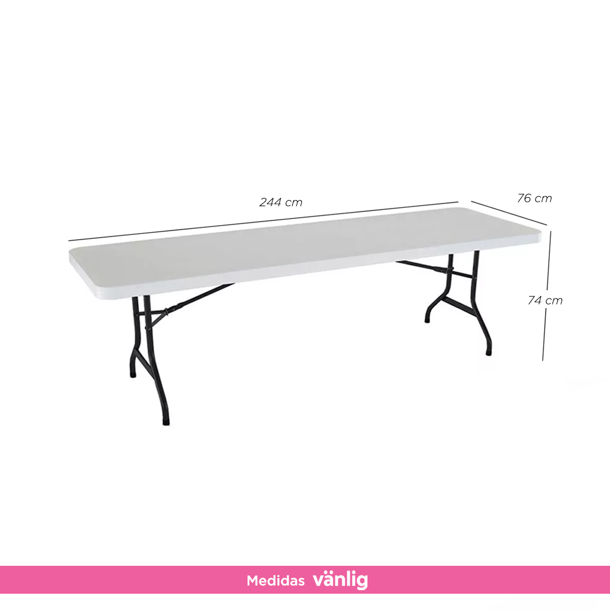 Mesa Plegable Tipo Portafolio 2.44 m Vänlig Blanca - Tablón Multifuncional para Eventos y Jardín