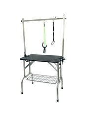 Mesa Profesional Negra Border Collie para Grooming Vanlig - Superficie de 80 cm con Doble Correa y Bandeja de Herramientas
